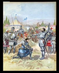 Pierre du Terrail (1476-1524) Cavaliere di Bayard che nomina cavaliere Francesco I (1494-1547) 1909